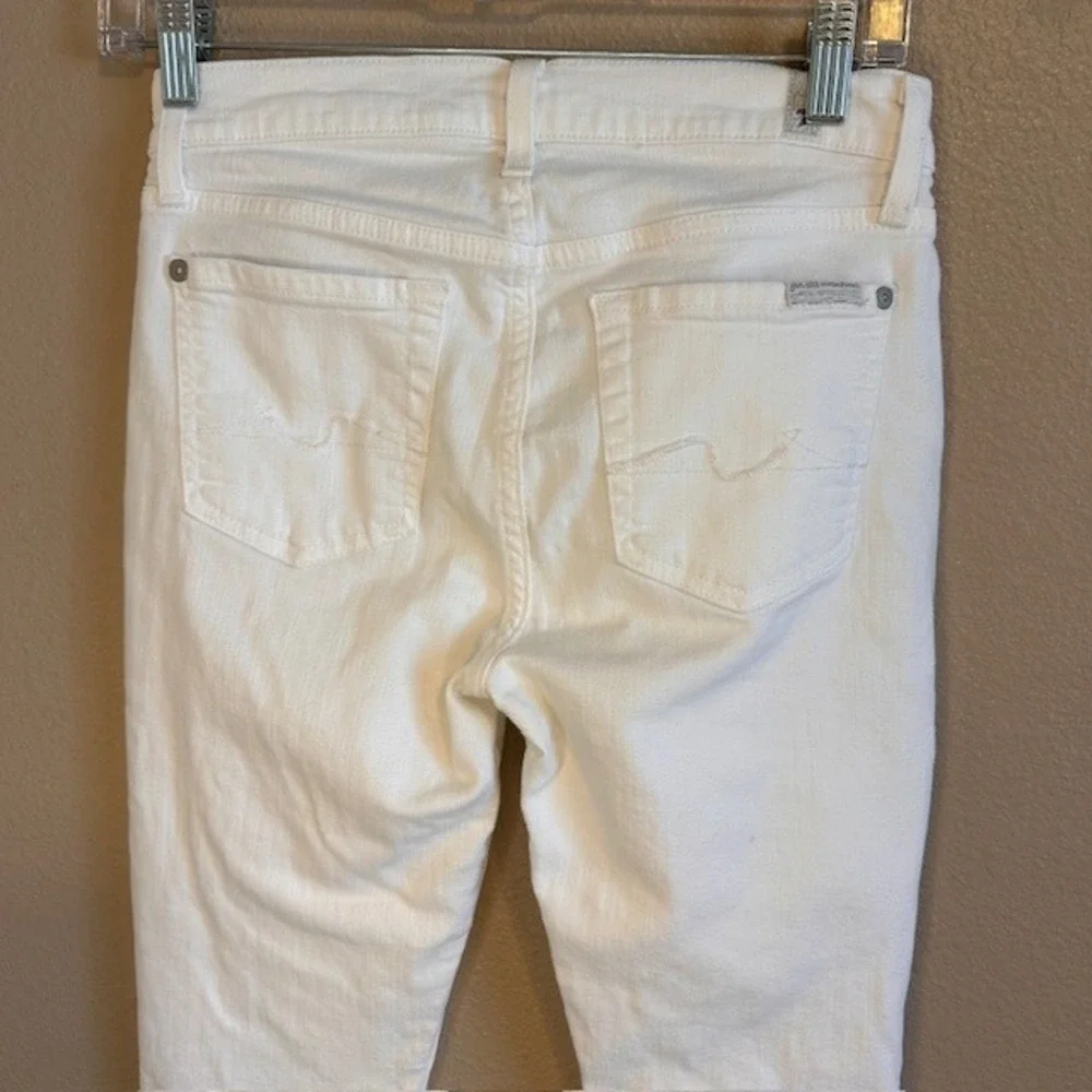7 For All Mankind‎ Gwenevere White Denim Ankle Jeans 25 Skinny Stretch